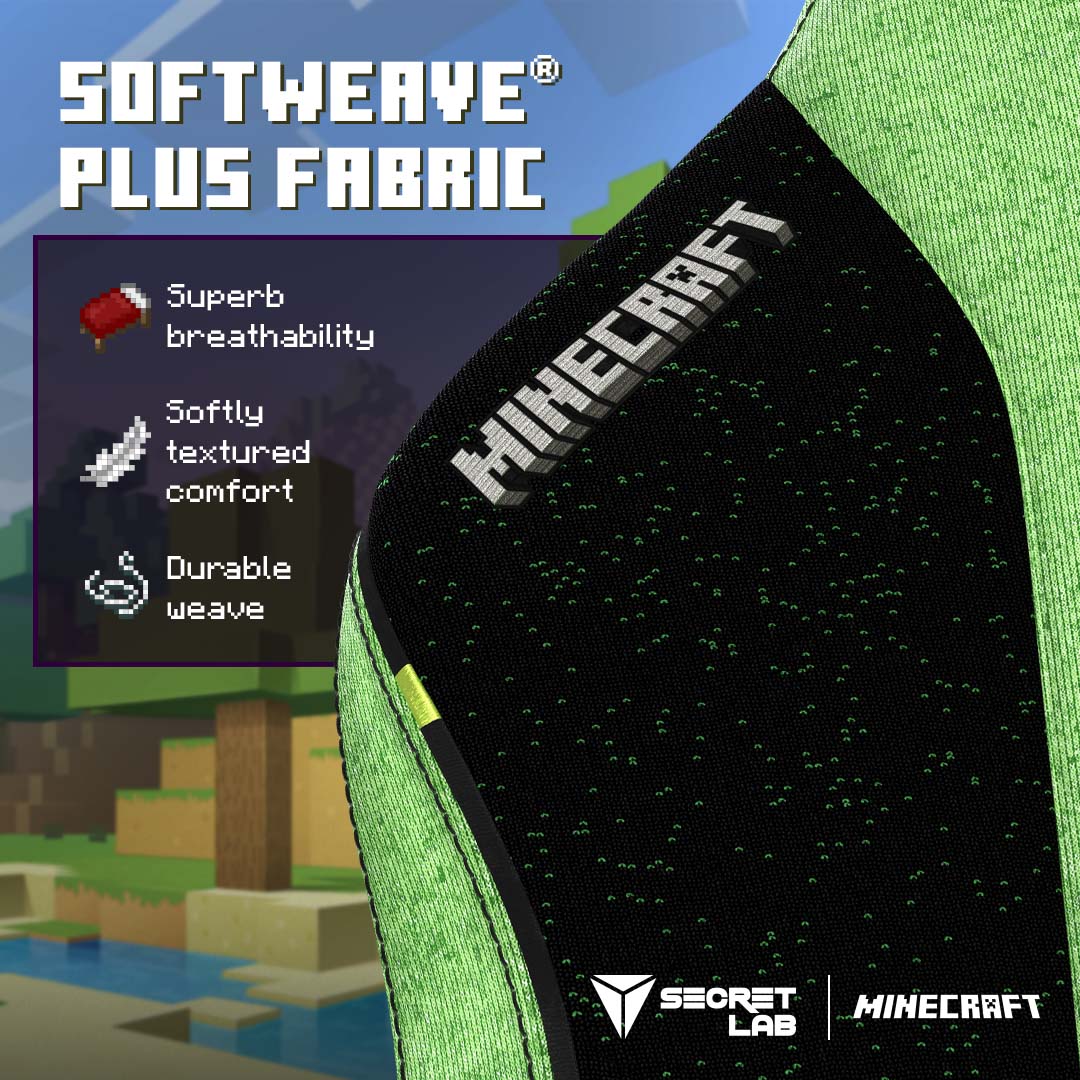 Secretlab TITAN Evo 2022 Minecraft Edition computer gaming chair upholstered in SoftWeave® Plus fabric