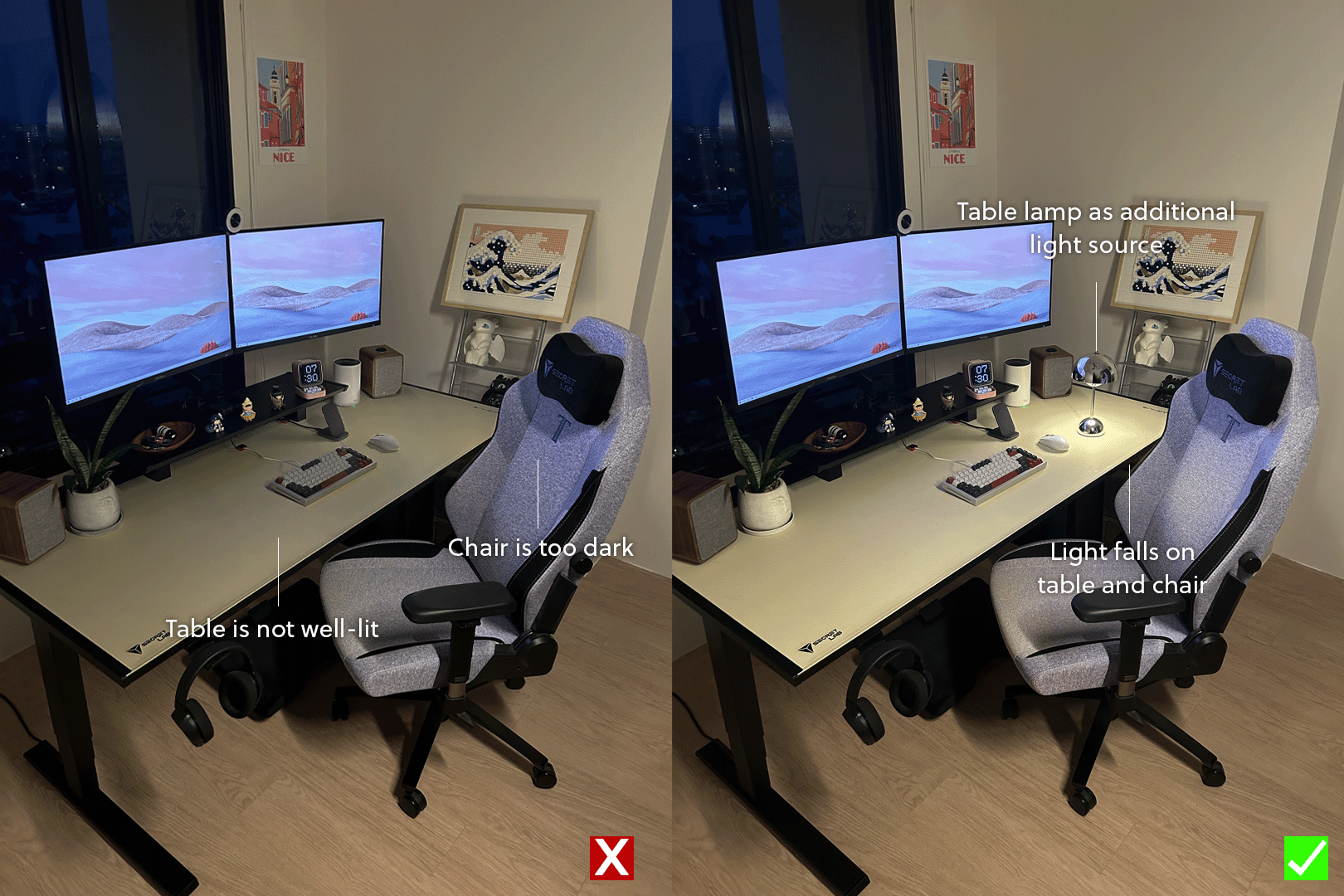 Secretlab setup photo tips lighting